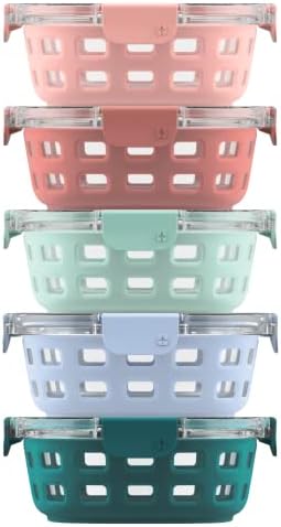  Duraglass Meal Prep Sets- Glass Food Storage Containers With Silicone Sleeves And Airtight BPA-Free Plastic Lids, Dishwasher, Microwave, And Freezer Safe