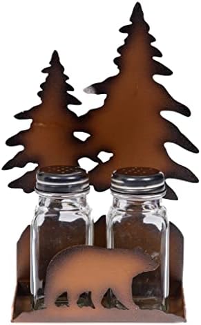  Glass Salt And Pepper Shakers - Deer Antler Salt And Pepper With Holder For Kitchen - Simple Salt And Pepper Shakers With Lids - Rustic Salt And Pepper Caddy Spices And Seasonings Set
