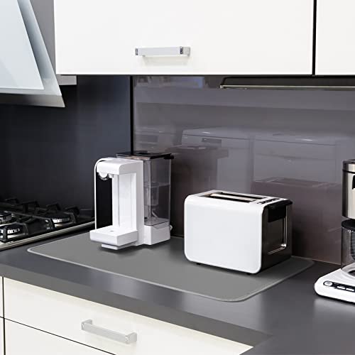  Kitchen Coffee Maker Heat Resistant Mat, Waterproof Silicone Coffee Mat, Fireproof Countertop Protector Cover Mat Under Oven, Coffee Maker, Cutting Board, Bread Machine (Grey, 16"X25")