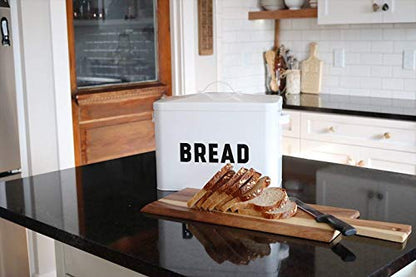  Bread Box For Kitchen Countertop - Extra Large Keeps 2+ Loaves Fresh - White Metal Bread Storage Container Bin For Modern Farmhouse Kitchen