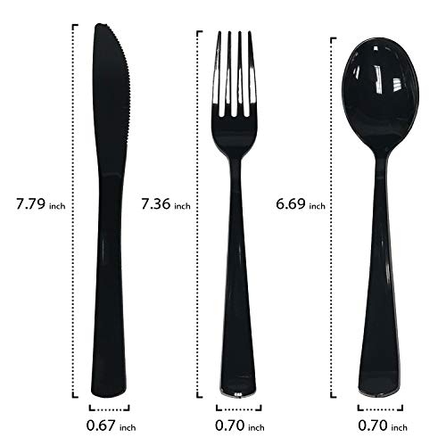  N501732-4 Pre-Rolled Disposable Extra Heavy Duty Plastic Cutlery Kit With Black Fork/Knife/Spoon And 3-Ply White Napkin (Case Of 100 Rolls)