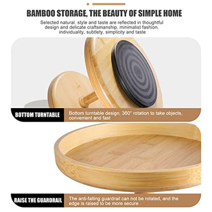  2 Tier Bamboo Lazy Susan Organizer For Kitchen,Turntable For Cabinet,Turntable Organizer For Cabinet Pantry Table Organization