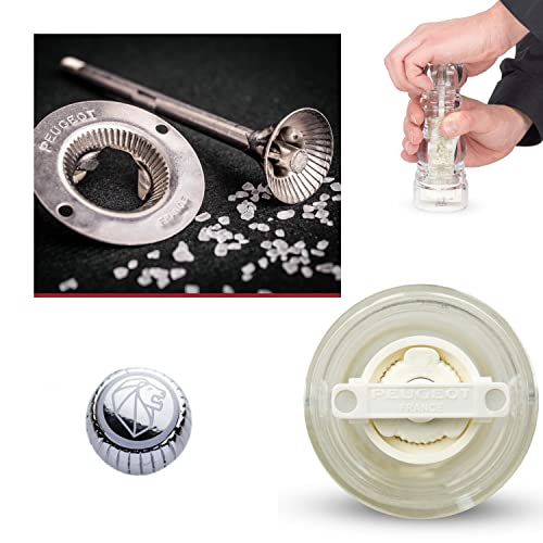 Peugeot - Nancy Manual Pepper Mill And Salt Shaker Set - Transparent Adjustable Grinder And Cellar - Acrylic, Clear, 3.5 Inches