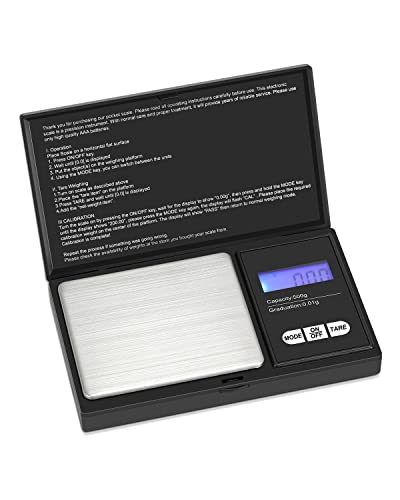  500x0.01g Digital Scales, VIAFOIA Portable High Precision Scales With Back-lit LCD Display, Mini Pocket Kitchen Weighing Scale For Jewellery Gold Food Coffee Herb Coin (Battery Included)