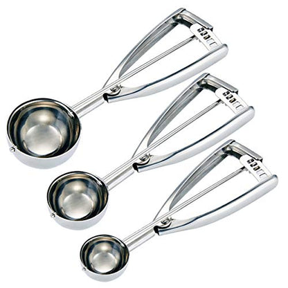  Cookie Scoop Set - Small/1 Tablespoon, Medium/2 Tablespoon, Large/3 Tablespoon - Ice Cream Scoop Set, 18/8 Stainless Steel Dough Scoop Cupcake Scoop Melon Baller