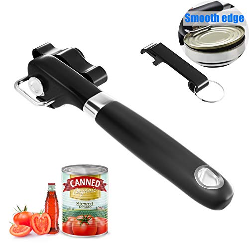  Can Opener Smooth Edge - Safety Can Opener Manual, Handheld Can Opener Features Ergonomics Design For Seniors With Arthritis And Weak Hands, With Bottle Opener Set
