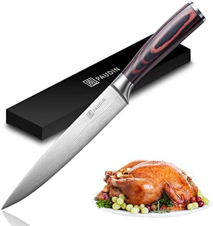 Carving Knife Razor Sharp Slicing Knife, 8 Inch Sushi Knife, High Carbon Stainless Steel Sashimi Knife With Ergonomic Handle For Carving Turkey Cutting Meats, Vegetables And Fruits