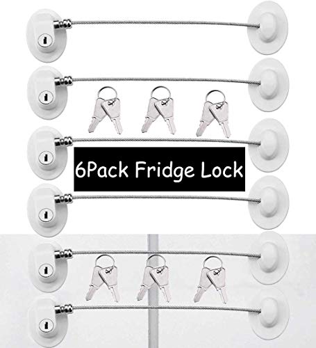  4 Pack Refrigerator Locks With 8 Keys,Child Safety Fridge Lock,Refrigerator Lock Combination,Mini Fridge Lock, File Drawer Lock, Toilet Seat Lock With Strong Adhesive By XccMe (Black)