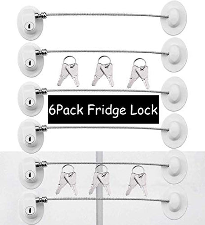  4 Pack Refrigerator Locks With 8 Keys,Child Safety Fridge Lock,Refrigerator Lock Combination,Mini Fridge Lock, File Drawer Lock, Toilet Seat Lock With Strong Adhesive By XccMe (Black)