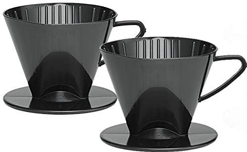  Pour-Over Reusable Coffee Brewing Cone With Gold-Toned Mesh Permanent Coffee Filter, Number 4-Size, Black