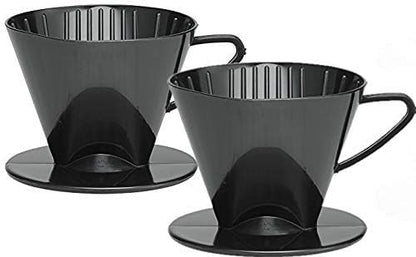  Pour-Over Reusable Coffee Brewing Cone With Gold-Toned Mesh Permanent Coffee Filter, Number 4-Size, Black