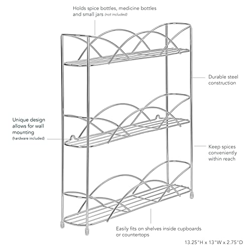  Spectrum Diversified Countertop 3-Tier Spice Rack, Chrome