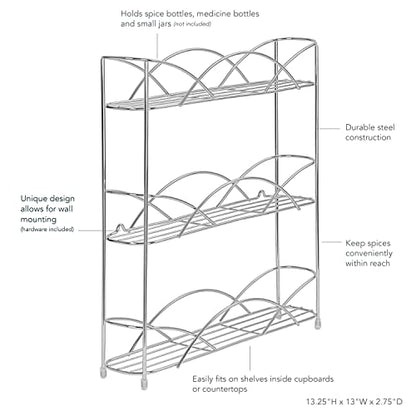  Spectrum Diversified Countertop 3-Tier Spice Rack, Chrome