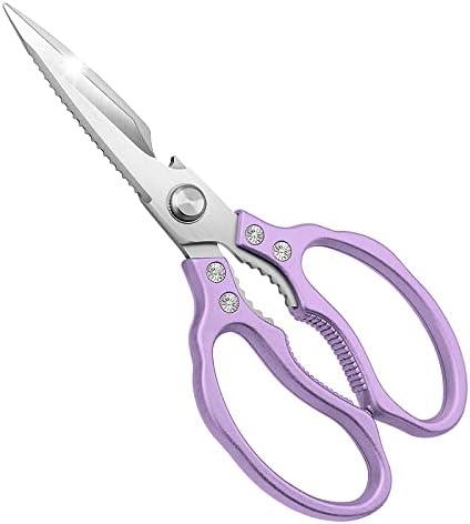  Kitchen Scissors All Purpose Heavy Duty, Kitchen Shears Dishwasher Safe, Ultra Sharp Stainless Steel Kitchen Gadgets, Cooking Cutter For Chicken, Meat, Poultry, Fish, Herbs, Grape (Black)