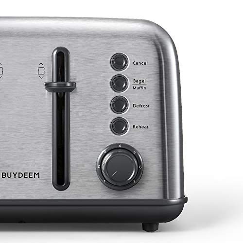 DT640 4-Slice Toaster, Extra Wide Slots, Retro Stainless Steel With High Lift Lever, Bagel And Muffin Function, Removal Crumb Tray, 7-Shade Settings (Stainless Steel)