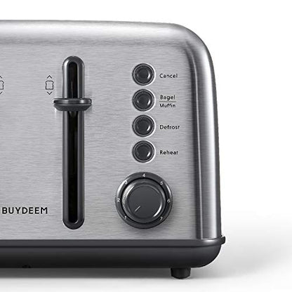  DT640 4-Slice Toaster, Extra Wide Slots, Retro Stainless Steel With High Lift Lever, Bagel And Muffin Function, Removal Crumb Tray, 7-Shade Settings (Stainless Steel)