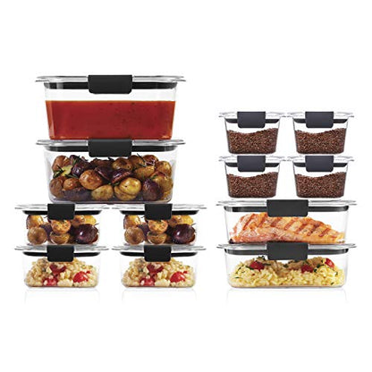 Rubbermaid Brilliance Storage 24-Piece Plastic Lids | BPA Free, Leak Proof Food Container, Clear & Brilliance Food Storage Container, BPA Free Plastic, Medium, 3.2 Cup, 5 Pack, Clear