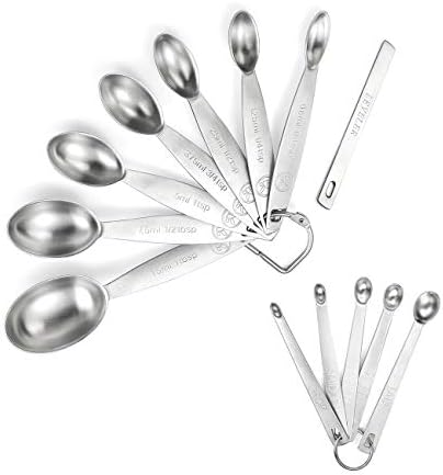  Measuring Cups And Spoons Set Of 21 Piece In 18/8 Stainless Steel, Heavy Duty 8 Measuring Cups, 7 Measuring Spoons, 1 Leveler & 5 Mini Measuring Spoons Ideal For Dry And Liquid Ingredients
