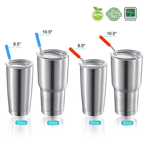  Set Of 16 Reusable Stainless Steel Straws With Travel Case Cleaning Brush Silicone Tips Eco Friendly Extra Long Metal Straws Drinking For 20 24 30 Oz Tumbler