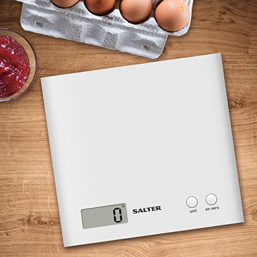 Salter Alter 1066 WHDR5 Arc Digital Platform Kitchen Scales, Precise Food Weighing, Slim Design For Compact Storage LCD Display, Zero Add & Weigh For Multiple Ingredients In The Same Bowl, Battery Included