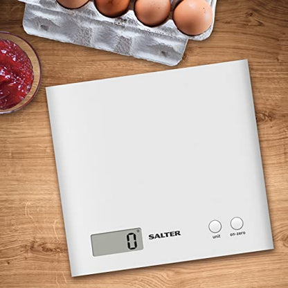 Salter Alter 1066 WHDR5 Arc Digital Platform Kitchen Scales, Precise Food Weighing, Slim Design For Compact Storage LCD Display, Zero Add & Weigh For Multiple Ingredients In The Same Bowl, Battery Included