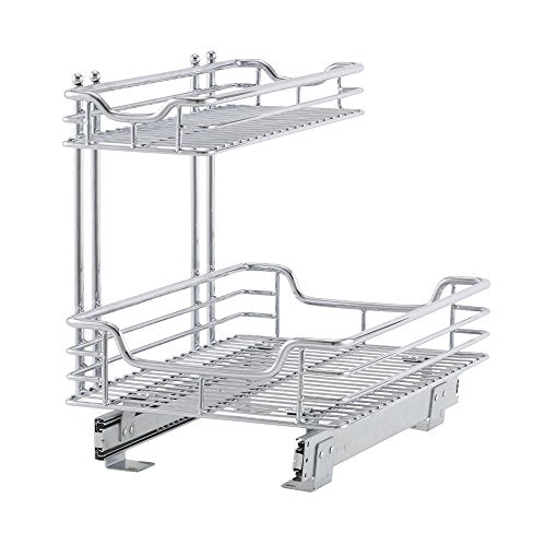  2 Tier Sliding Cabinet Organizer, Easy Glide Cabinet Shelf Organizer C4262-1