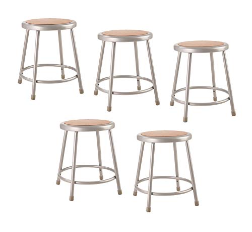  (5 Pack) National Public Seating 18" Heavy Duty Steel Stool, Grey