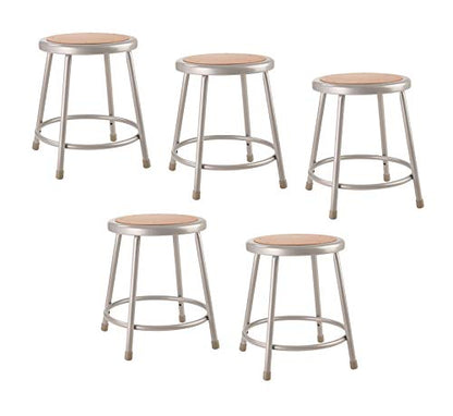  (5 Pack) National Public Seating 18" Heavy Duty Steel Stool, Grey
