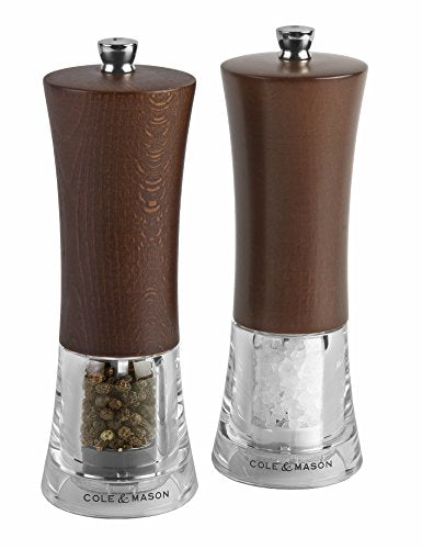 Cole & Mason Precision Genoa Forest Salt Mill, Acrylic And Dark Wood, Silver, 5.5 X 5.5 X 16.5 Cm