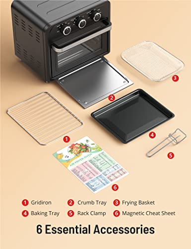  Ir Fryer, Paris Rhône 14.8 Quart Toaster Oven, 5-in-1 Convection Oven For 4-Slice Toast, 9-inch Pizza, Knob-Controlled Kitchen Countertop Appliance With 6 Accessories, Dishwasher Safe