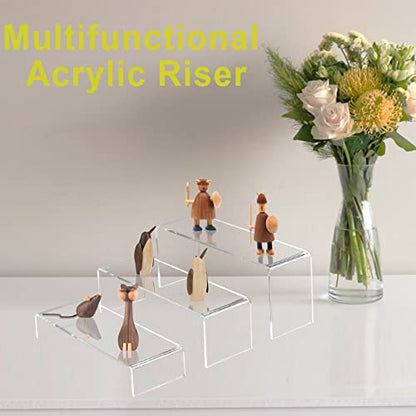 Acrylic Display Risers 2 Sets - 9'' Risers For Display Clear Acrylic Risers For Display Thicken Acrylic Shelf Riser For Figure Collection Jewelry Cup Perfume Cake Buffet 6pcs 3 Assorted Sizes