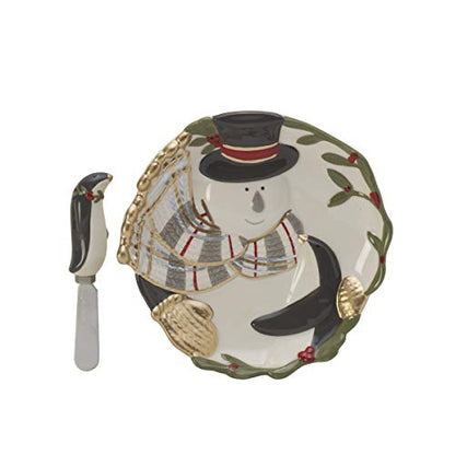  And Floyd Mistletoe Merriment Snack Plate With Spreader, 2-Piece, Assorted