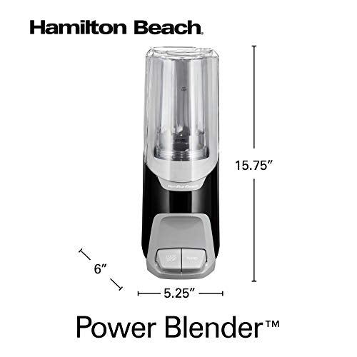 Hamilton Beach 800W Power Blender Single-Serve Personal Blender For Shakes & Smoothies With 20oz Travel Cup & Lid, Black (53620)