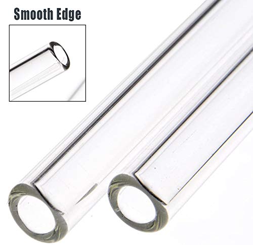  Glass Smoothie Straws, Reusable Clear Bent 9 In X 10 Mm Drinking Straws, Set Of 4 With Cleaning Brush