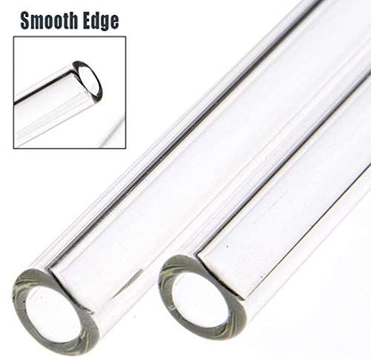  Glass Smoothie Straws, Reusable Clear Bent 9 In X 10 Mm Drinking Straws, Set Of 4 With Cleaning Brush