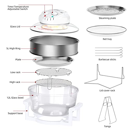  Infrared Halogen Oven Chicken Turbo Cooker Oven Large 17 Quart For Healthy Meals Fries Chips With 11 Accessories