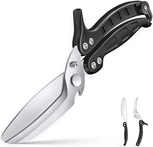  Multi-purpose Kitchen Shears Scissors, Heavy Duty Stainless Steel Scissors With Strong Straight Edge Snips (Silver)