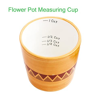  Ceramic Cactus Measuring Spoons Set In Pot Organizer, 5 Pieces Cute Measuring Cups And Spoons Set For Kitchen Dry Wet Measuring Liquid Food Salt And Sugar Kawaii Small Cacti Spoon With Base Cup