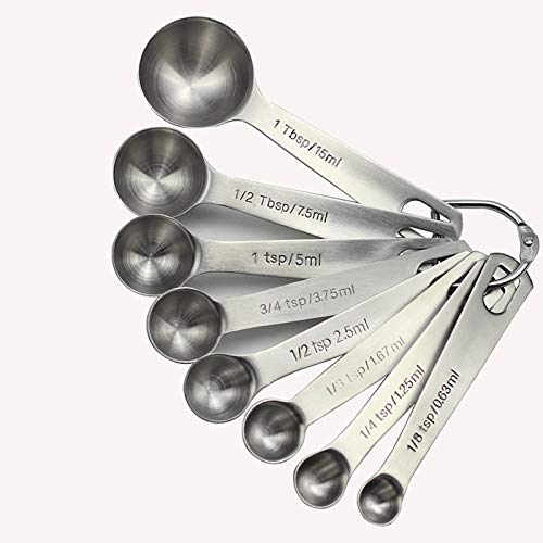  Magnetic Measuring Spoons Set, Dual Sided, Stainless Steel, Fits In Spice Jars, Black, Set Of 8