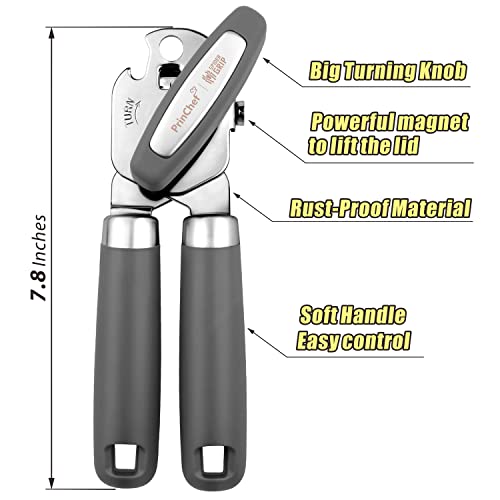  Can Opener, No-Trouble-Lid-Lift Manual Handheld Can Opener With Magnet, Smooth Edge Safe Cut For Beer/Tin/Bottle, Big Turning Knob Anti-Slip Handle Good For Seniors With Arthritis