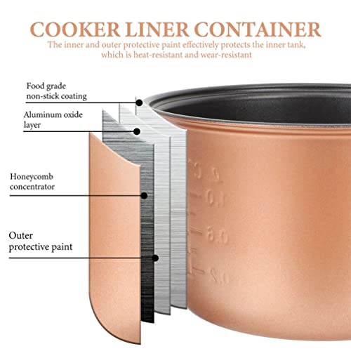  Stainless Steel Cookware Non- Stick Ricer Cooker Pot 3L Household Rice Cooker Inner Pot, Aluminum Alloy Non- Stick Rice Cooker Pot, Rose Gold Stainless Steel Cooking Utensils Pressure Cooker