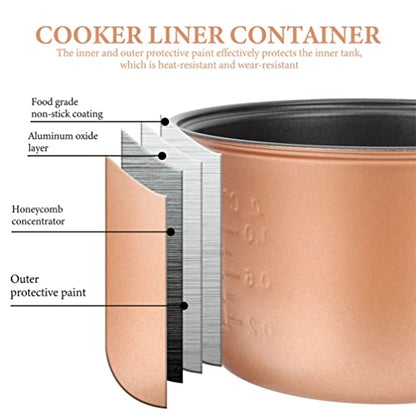  Stainless Steel Cookware Non- Stick Ricer Cooker Pot 3L Household Rice Cooker Inner Pot, Aluminum Alloy Non- Stick Rice Cooker Pot, Rose Gold Stainless Steel Cooking Utensils Pressure Cooker