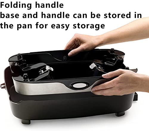  16-inch Electric Foldaway Nonstick Skillet - With Tempered Glass Cover & Stay-cool Handles Allow Skillet To Double As A Buffet Server, Black