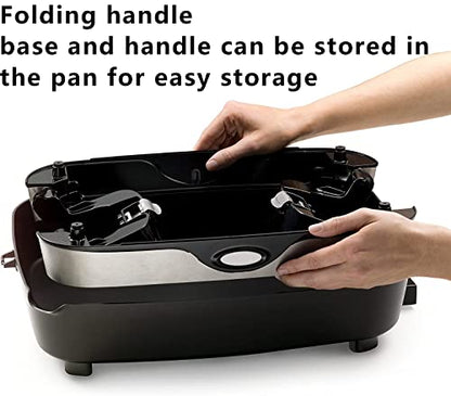  16-inch Electric Foldaway Nonstick Skillet - With Tempered Glass Cover & Stay-cool Handles Allow Skillet To Double As A Buffet Server, Black