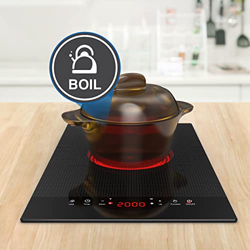  Electric Cooktop, 9 Heating Level, Levels Sensor Touch Control,Child Safety Lock & Timer, 110V Electric Stove