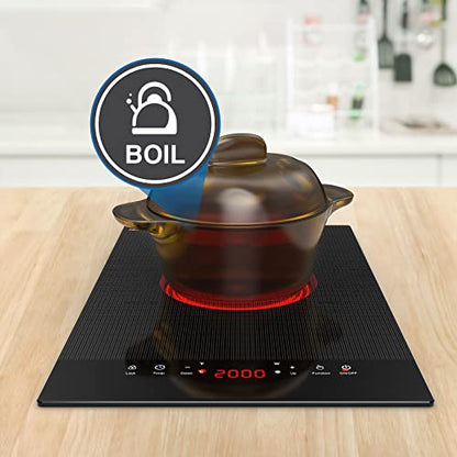  Electric Cooktop, 9 Heating Level, Levels Sensor Touch Control,Child Safety Lock & Timer, 110V Electric Stove
