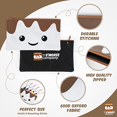  He S'mores Company - Smores Caddy & 4 Marshmallow Roasting Sticks Kit, Large Marshmallow Smores Caddy Kit For Fire Pit Campfire Accessories, For Camping, Glamping, BBQ, Picnic