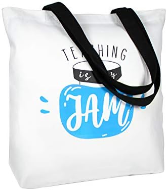  ELEGANTPARK Funny Teacher Gifts For Women Teacher Appreciation Gifts From Students Birthday Graduation Valentines Day Christmas Gifts For Teacher Tote Bag Black Cotton Canvas With Interior Pocket