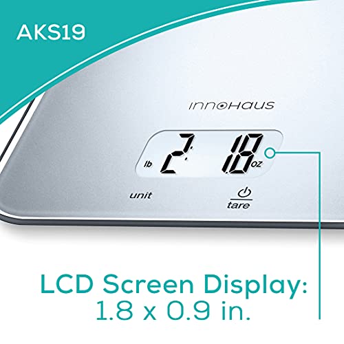  Our Brand - InnoHaus Multi-Function Kitchen Food Scale, Digital Display With Tare Function, Precise, Measures In G, Oz, Lb:oz, Ml, Fl.oz With Auto-Off, Silver