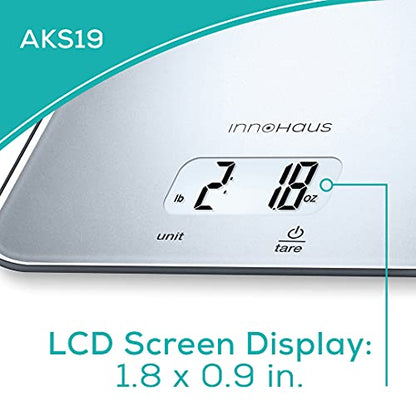  Our Brand - InnoHaus Multi-Function Kitchen Food Scale, Digital Display With Tare Function, Precise, Measures In G, Oz, Lb:oz, Ml, Fl.oz With Auto-Off, Silver